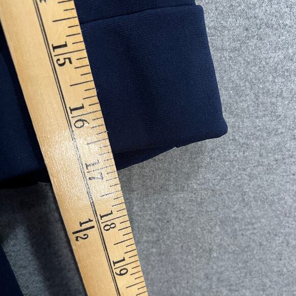 GRAVER Susan Graver LK Fuston 3/4 Sleeve Cutaway Hem Blazer Navy Small - Picture 5 of 10